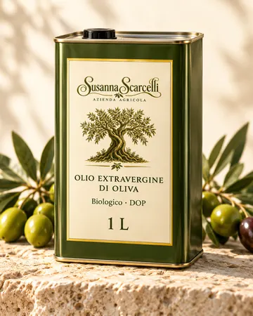 Lattine di olio extravergine di oliva Susanna Scarcelli